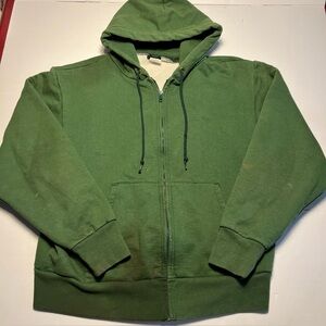 Vintage Camber Hoodie Men's Large green USA Made Thermal Lined Full Zip 90s